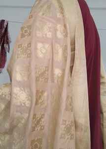 Beige With Golden Embroidered Dupatta