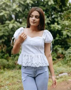 White Peplum Top