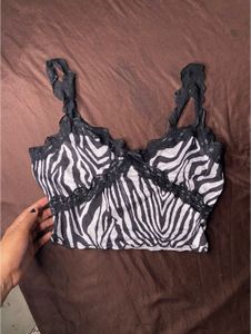 Zebra Print Lace Trim Top
