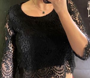 Black Lace Crop Top