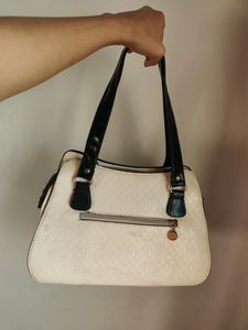 White &amp; Turquoise Blue Handheld Bag(Women)