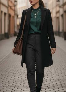 Elegant Black Trench Coat Winter