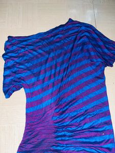 Stylish Off-Shoulder Striped Dolman Ruched Top