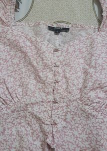 Pink Floral Print Crop Top