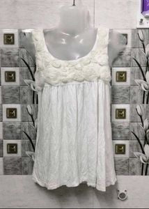 White Floral Sleeveless Top