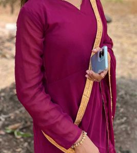 Burgundy Gold Trim Festive Dress