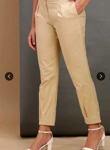 Pleated Beige Casual Pants