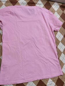 Madame Pink Brand Embossed Print Cotton Tshirt