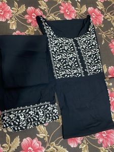 Black Embroidered Kurta Set