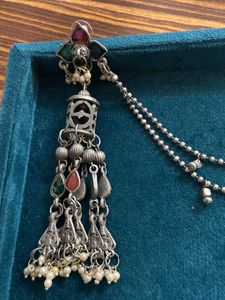 Beautiful Oxidised Earrings With Side Chain