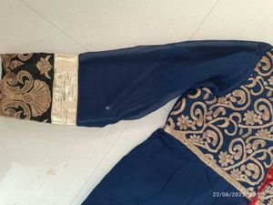 Xl Blue Embroidered Georgette Gown&amp; Dupat