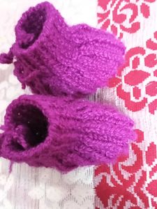 Handmade Knitted Purple Booties