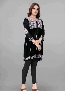 Black Embroidered Tunic Top