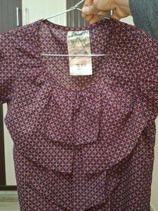 Girls Top - Burgundy Patterned