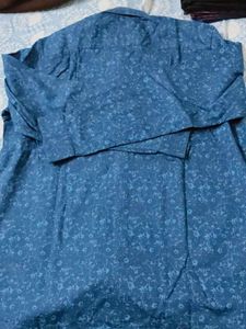 Peter England Blue Patterned Shirt