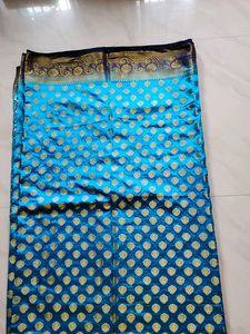 Blue &amp; Gold Silk Saree