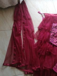 Frill Maroon Lehanga