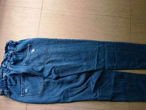 Ripped Blue Denim Jean&#39;s With Elastic