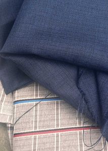 पैंट शर्ट Fabric Material for man- Blue &amp; White Ch
