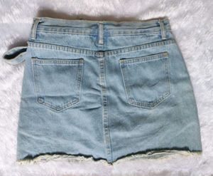 Denim Mini Skirt with Tie