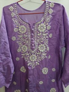 Lavender Chikankari Kurti