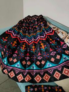 Multi coloured mirrorwork ready to wear lehenga