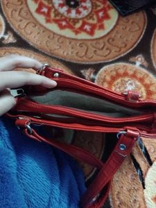 Red Handbag with Bow Detail