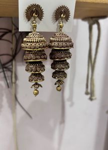 Goldplated 5 step long jhumka women earrings