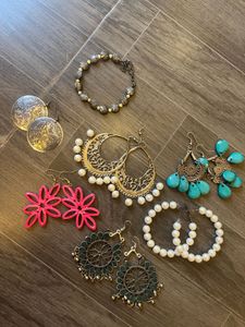 6 Indian Earrings With 1 Free Bracelet