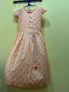 Peach Colour Tie-up Kurta Size M