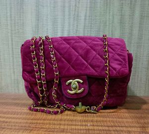 imported velvet chanel sling bag