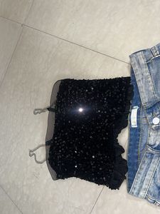 Party Black Crop Top