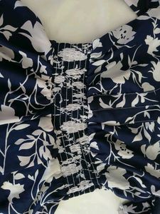 Brand New Floral Mini Dress Dark Blue with Slit