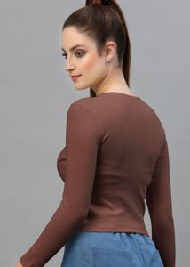 Brown Casual Crop Top