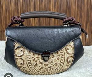 Unique Carved Satchel leather Handbag