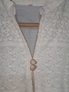 off white and golden kurti With Bottom