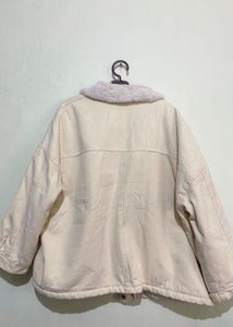 Cream Fleece Collar Jacket