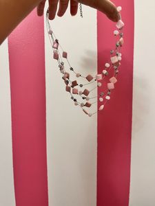 Multi Layered Pink And Violet Stone Necklace