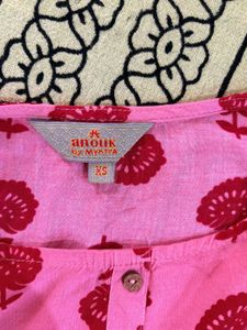 Xs Pink Floral Print Kurti