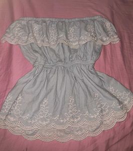 Cute Embroidered Off-Shoulder Top