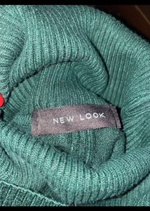 Green Turtleneck Knit Dress