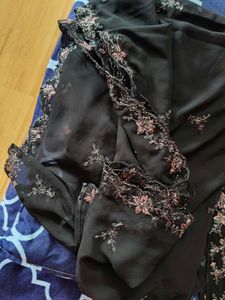 Embroidered Black Formal Gown