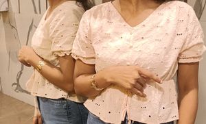 Elegant Eyelet Tie-Waist Top