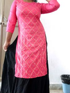 Pink Embroidered Kurta