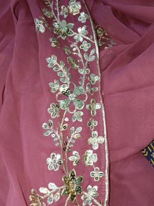 Beautiful Designer Gown With Attached Duppata And Waist Belt