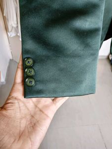 tailored Emerald Green Satin Blazer