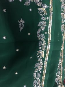 Party Wear Green Zari Work Saree