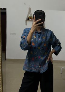 Studio Works Embroidered Denim Down Jacket