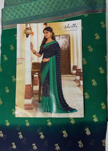 Beautiful Green And blue Saree For Women