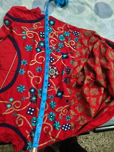 Red Embroidered stylish Long Kurta in 40 bust
